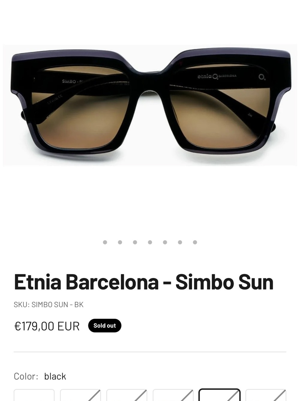 Etnia Barcelona Simbo Sun Women's Black Square Sunglasses